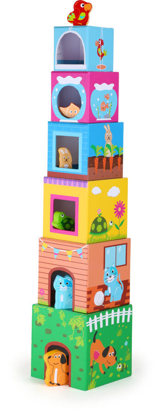 Stackable cube tower Pet with figures