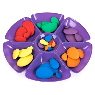 Flower - large colored sorting plates, 6 pcs