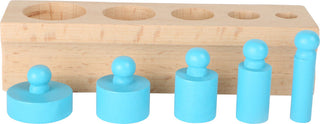 Colored wooden cylinder blocks, 4 pcs, Montessori supplementary material