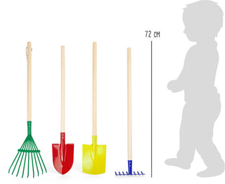 Colorful set of tools for children - rakes and shovels