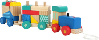 Wooden train sorting game with sound and light