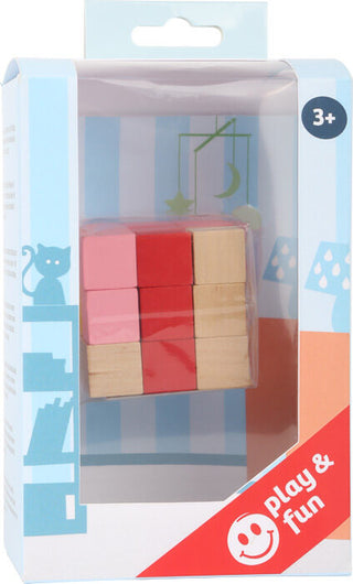 Brain game - a cube of wooden construction