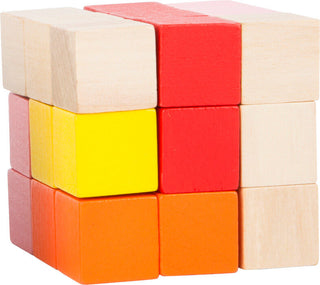 Brain game - a cube of wooden construction