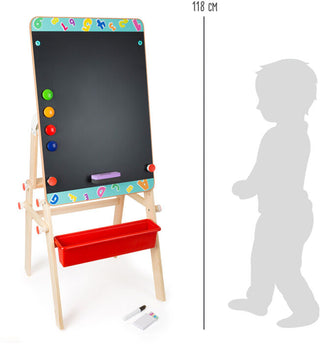 Double-sided magnetic chalk board-table, 4 in 1