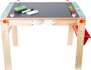 Double-sided magnetic chalk board-table, 4 in 1