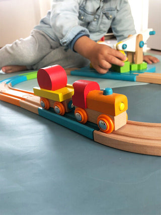 First set of train tracks - Junior train with crane