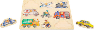 Vehicles - large wooden puzzle with handles/pin puzzle