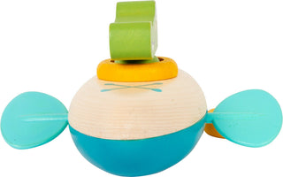 Wind-up water wooden toy Crocodile in a canoe