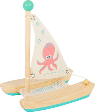 Toy wooden boat - catamaran