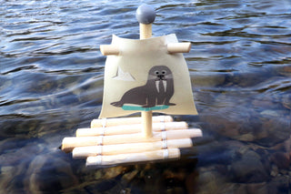 Toy wooden boat - raft