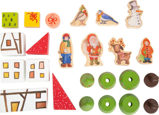 Adventes kalendārs Winter Forest ar koka rotaļlietām