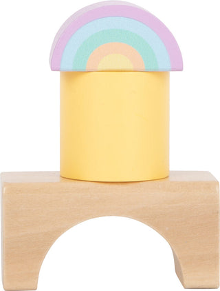 Pastel wooden blocks in a bucket - 50 pcs