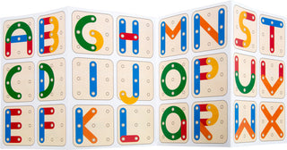 Letter, number and shape building game, wooden puzzle