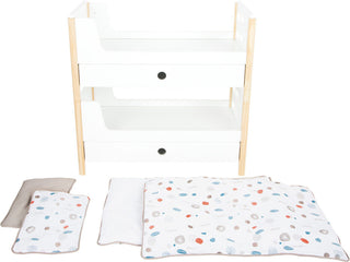 Bunk wooden doll bed with Little Button accessories