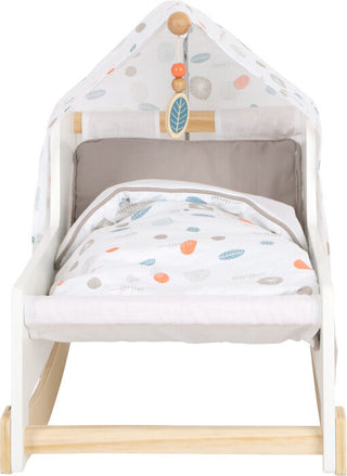 Leļļu koka gultiņa šūpulis ar gultasveļu, Little Button
