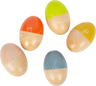 Musical wooden eggs with different sounds - Marakas, 5 pieces Groovy Beats