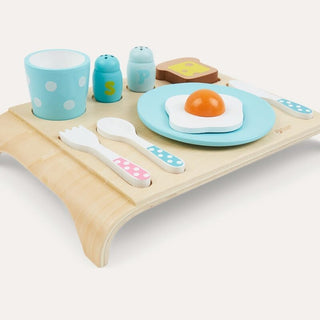 Wooden breakfast set with tray and accessories