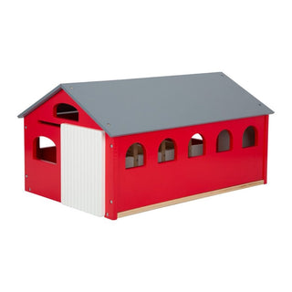 Wooden toy horse stable with removable roof