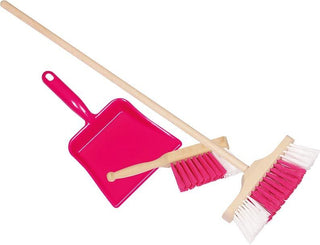 Pink children's cleaning set with broom and dustpan, Goki