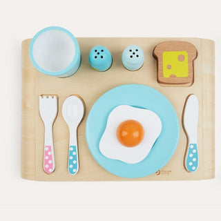 Wooden breakfast set with tray and accessories