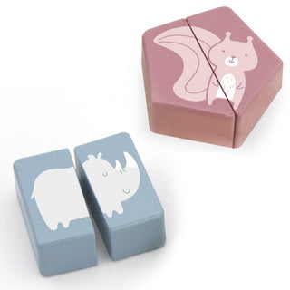 Animals - a wooden puzzle of parts of geometric figures in pastel shades
