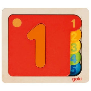 Layered wooden puzzle Numbers with insertable numbers
