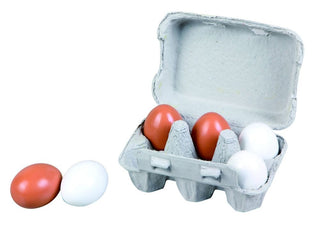 Wooden eggs in a box, 6 pcs