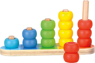 Wooden counting and color sorting rings