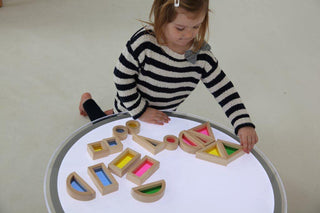 Rainbow wooden sensory blocks - transparent, 24 pcs