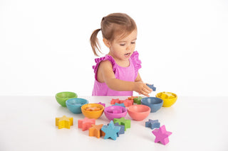 Rainbow wooden bowls for playing - 7 pcs