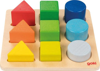Color and figure sorting board - geometric stairs, Goki