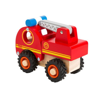Wooden fire truck with rubber tires