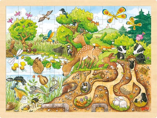 Exploring nature - a large wooden puzzle with a base, 96 pieces