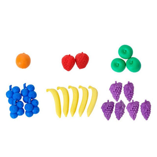 Fruit counting and color sorting set in a jar - 48 fruits and tweezers