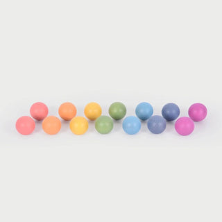 Rainbow wooden balls - 14 pcs of natural wooden balls