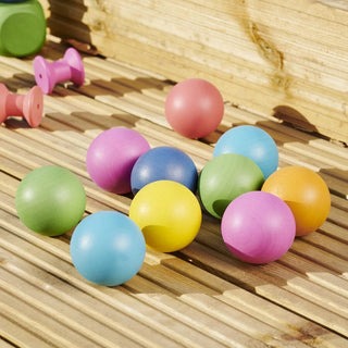 Rainbow wooden balls - 14 pcs of natural wooden balls