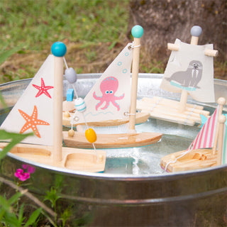 Toy wooden boat - catamaran