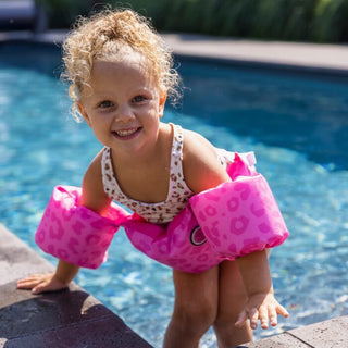 Puddle Jumper Pink Leopard, Swimming vest with cuffs, 15-30 kg