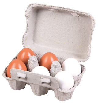 Wooden eggs in a box, 6 pcs