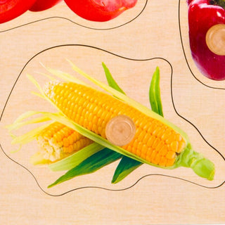 Vegetables - Wooden peg puzzle with real pictures