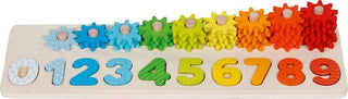 Learn to count with gears, the large wooden counting and sorting board, Goki