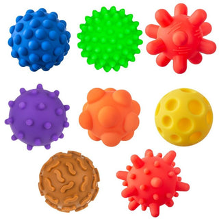 8 krāsainas sensorās masāžas bumbiņas mazuļiem, dažādas tekstūras, diametrs 6 cm