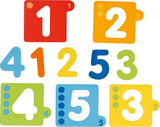 Layered wooden puzzle Numbers with insertable numbers