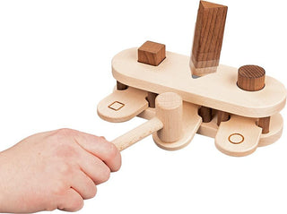 Natural wood hammering and shape fitting 2 in 1 game, Goki Natural
