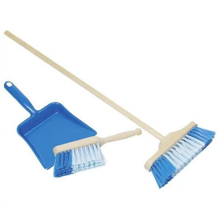 Blue children's cleaning set with broom and dustpan, Goki