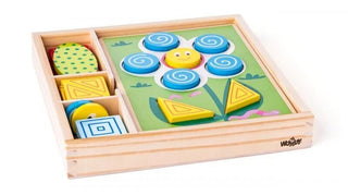 Box for inserting figures - a wooden game with 10 figures