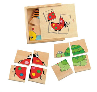 Mini wooden puzzle in a box - 4 animals