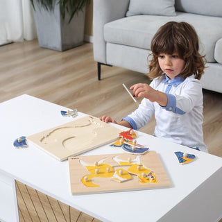 Hippo, Montessori wooden puzzle with handles