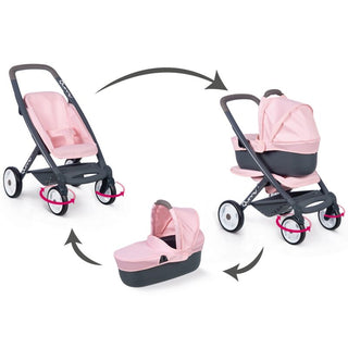 Pink 3 in 1 doll stroller with bassinet and seat, Maxi Cosi Quinny