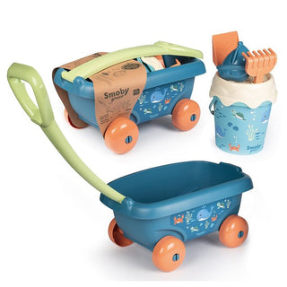 Trolley with sand accessories -Sugar cane bioplastic sand toy set, Smoby Green